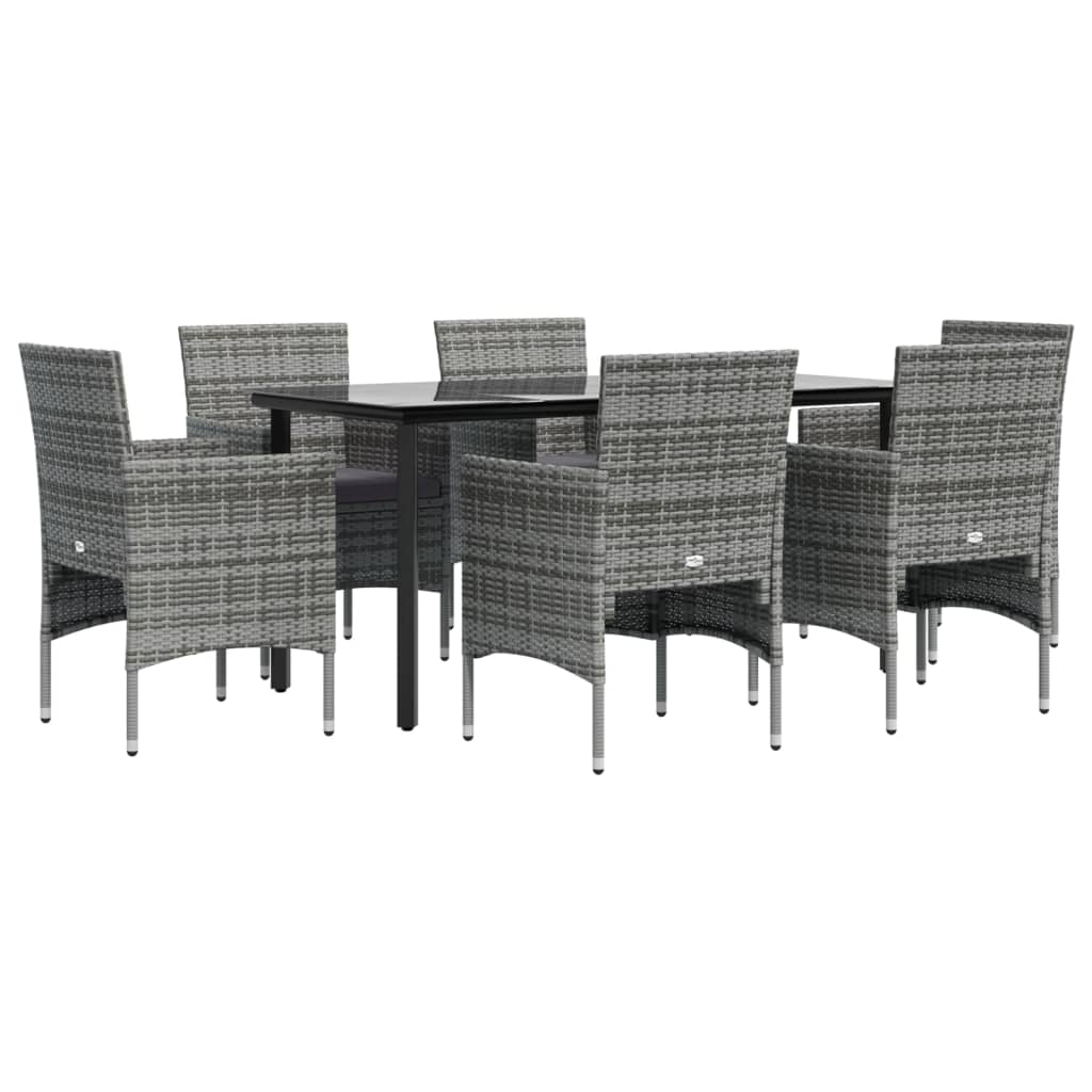 Garden Dining Set Grey Poly Rattan 7 Piece Durable