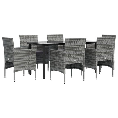 Garden Dining Set Grey Poly Rattan 7 Piece Durable