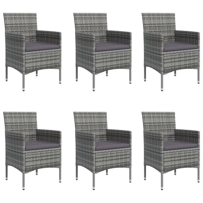 Garden Dining Set Grey Poly Rattan 7 Piece Durable