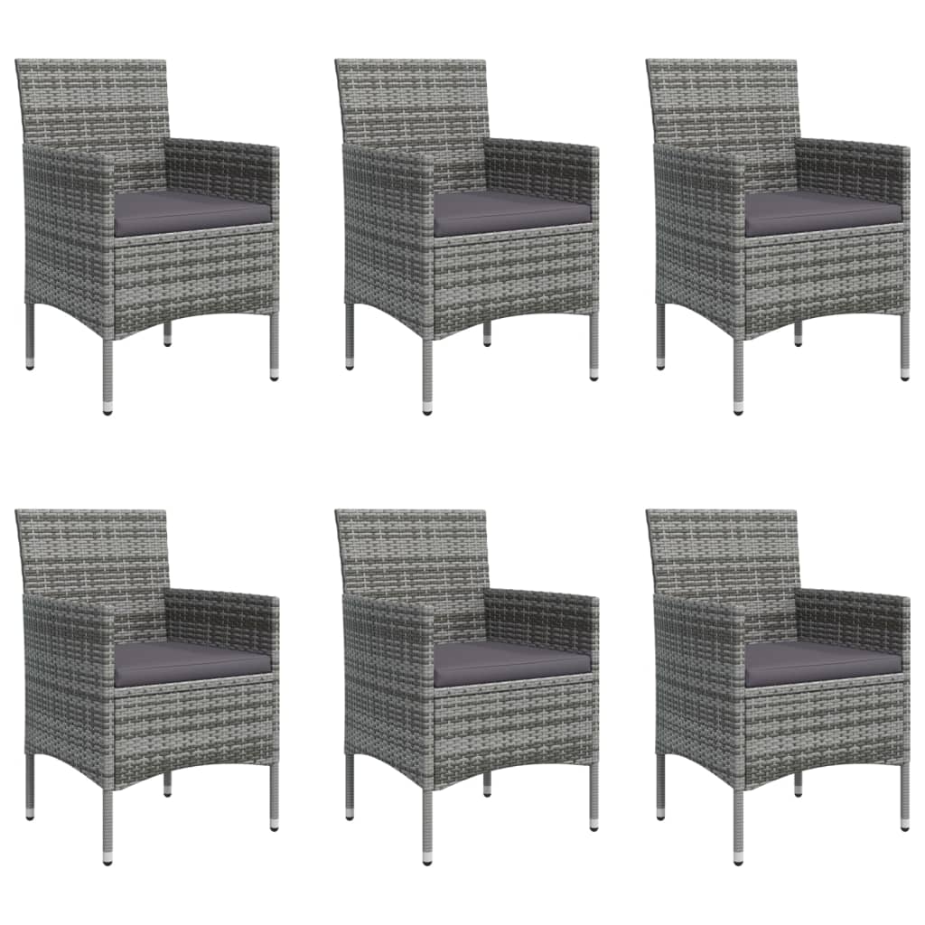 Garden Dining Set Grey Poly Rattan 7 Piece Durable
