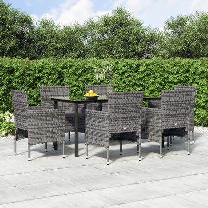 Garden Dining Set Grey Poly Rattan 7 Piece Durable