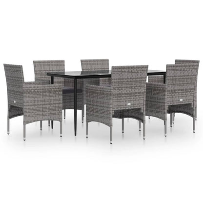Garden Dining Set Gray and Black