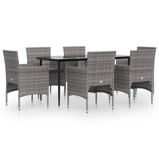 Garden Dining Set Gray and Black