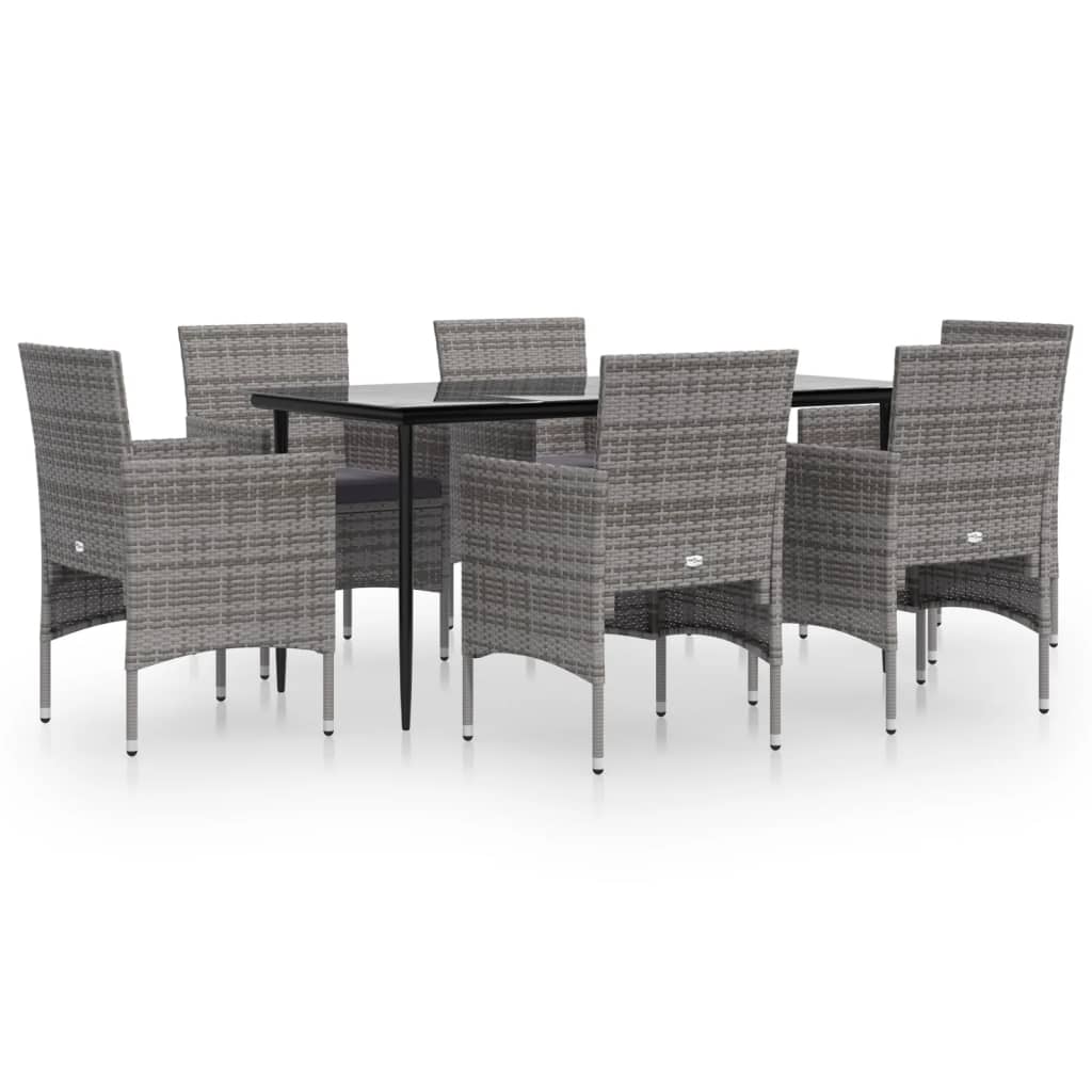 Garden Dining Set Gray and Black