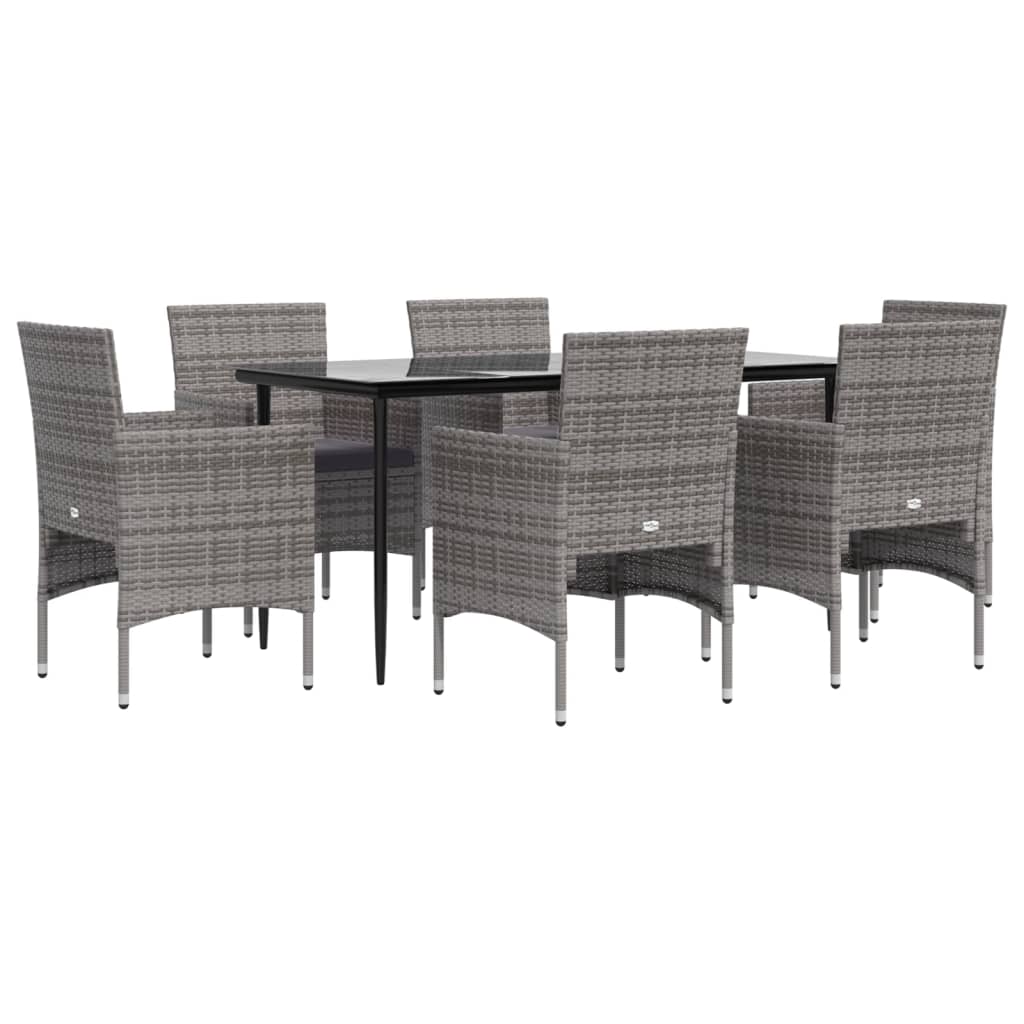 Garden Dining Set Gray and Black