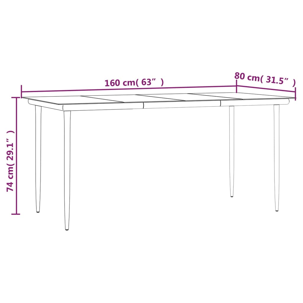 Garden Dining Set Gray and Black