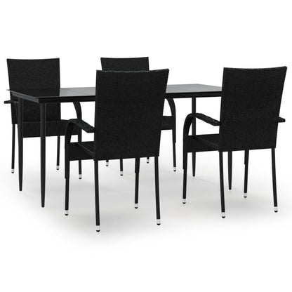 Garden Dining Set Black Poly Rattan Standard Foldable