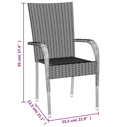 Garden Dining Set Grey PE rattan, powder-coated steel, tempered glass