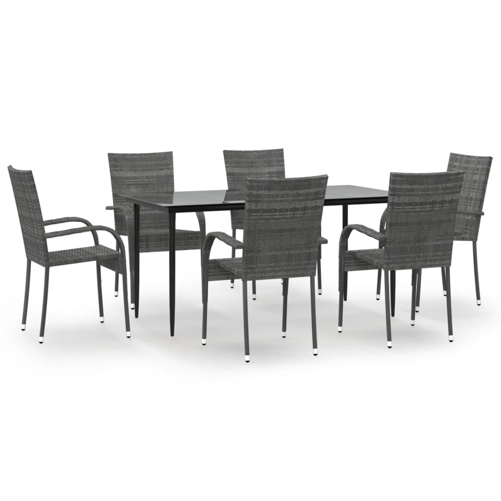 Garden Dining Set Grey, Black