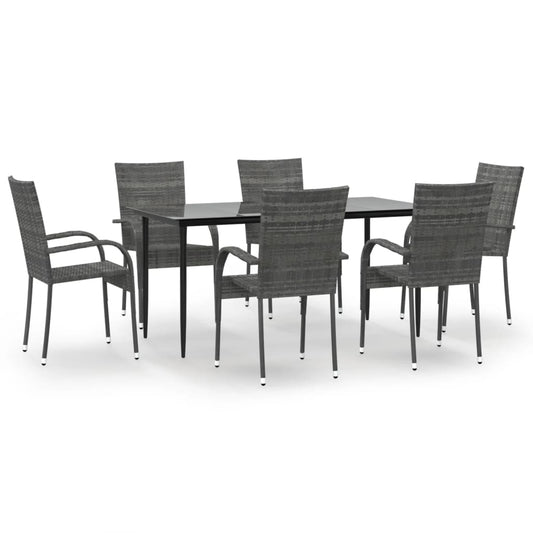 Garden Dining Set Grey, Black