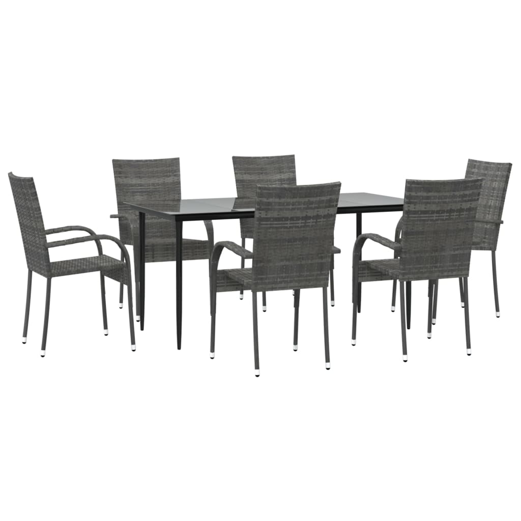 Garden Dining Set Grey, Black