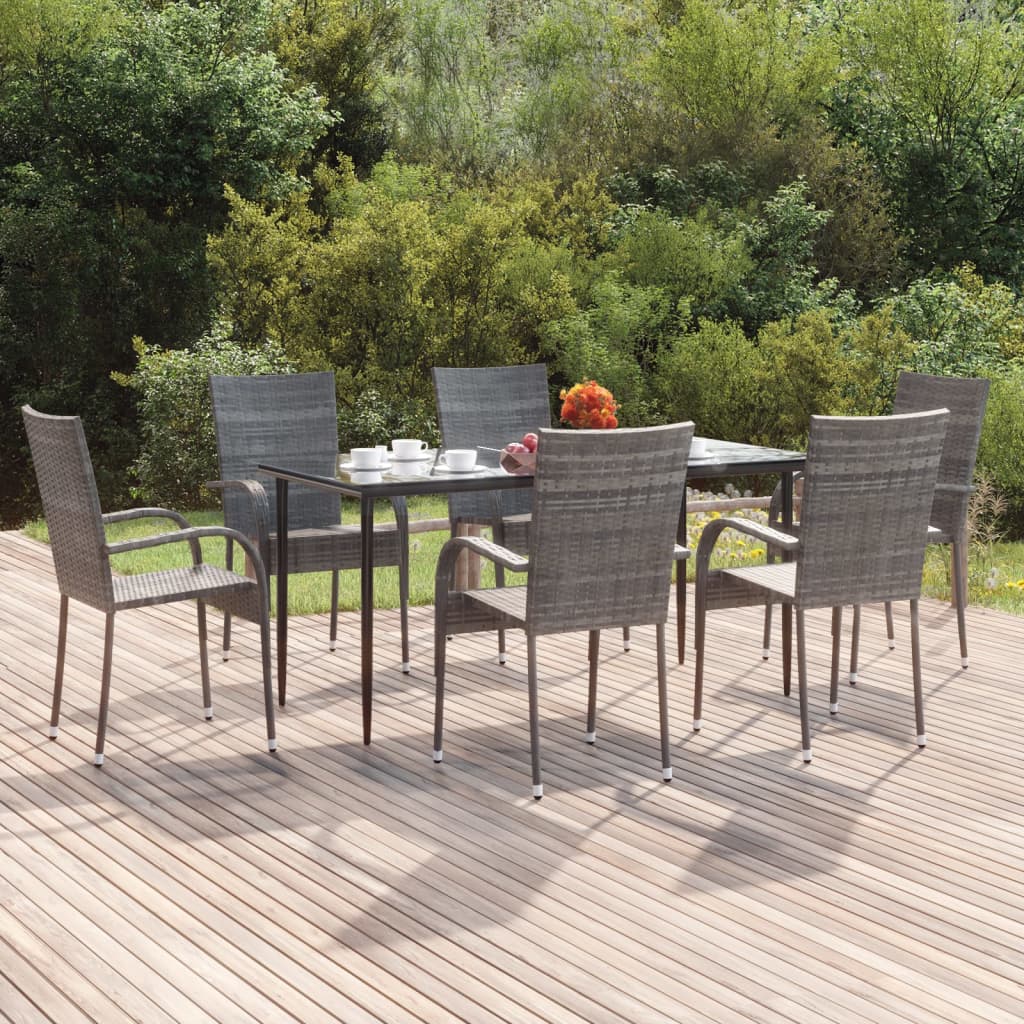 Garden Dining Set Grey, Black