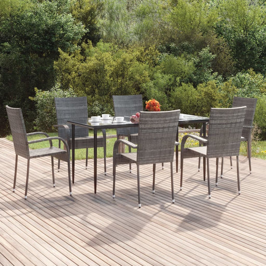 Garden Dining Set Grey, Black