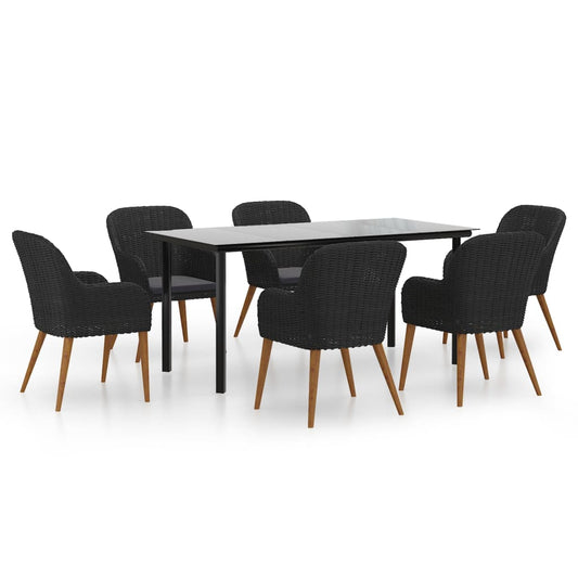 Garden Dining Set Black Powder-Coated Steel Large Durable