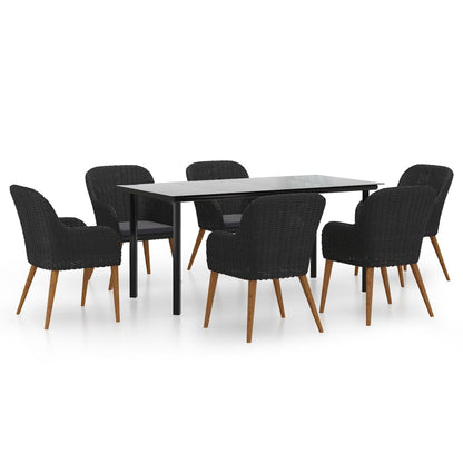 Garden Dining Set Black Powder-Coated Steel Large Durable