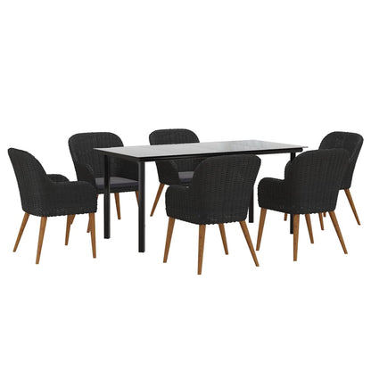 Garden Dining Set Black Powder-Coated Steel Large Durable