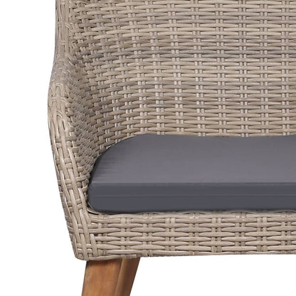 Garden Dining Set Table: Black, Chairs: Brown, Cushions: Dark Grey
