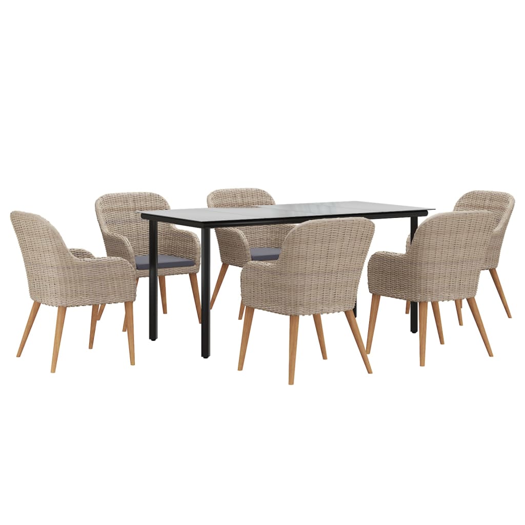 Garden Dining Set Brown Poly rattan Medium Ergonomic Dining Set