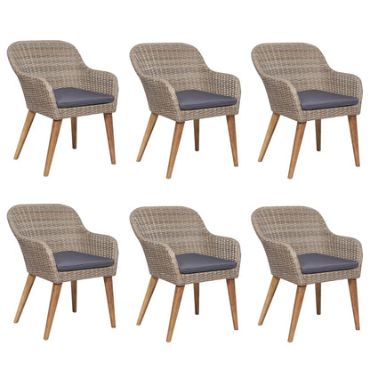Garden Dining Set Brown Poly rattan Medium Ergonomic Dining Set