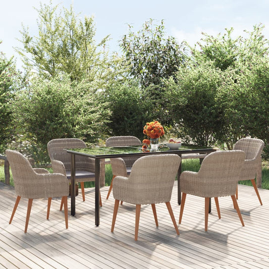 Garden Dining Set Brown Poly rattan Medium Ergonomic Dining Set