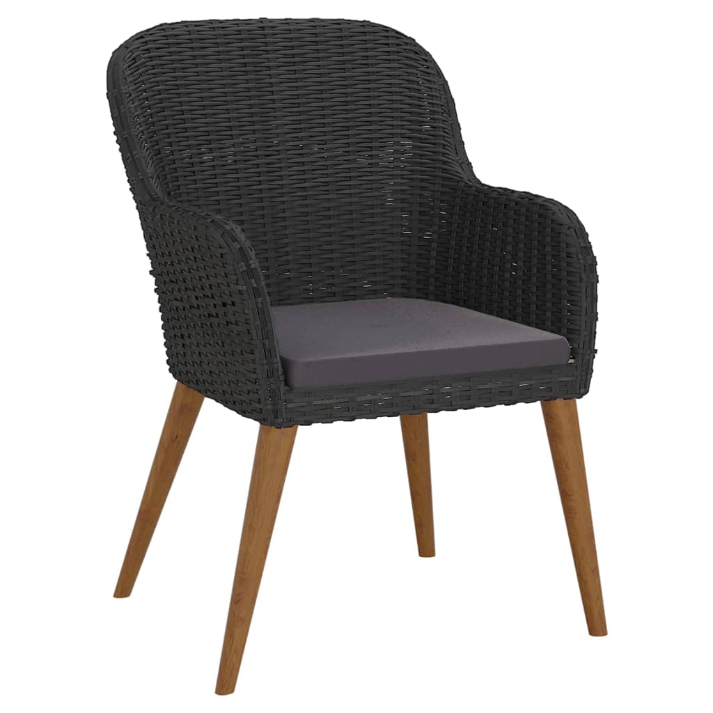 7 Piece Patio Dining Set with Cushions Black