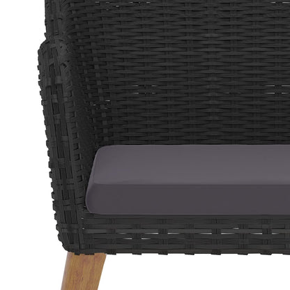 7 Piece Patio Dining Set with Cushions Black