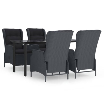 Garden Dining Set Dark Grey Round PE Rattan Garden Dining Set