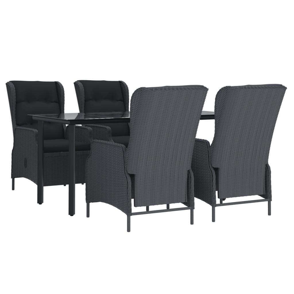 Garden Dining Set Dark Grey Round PE Rattan Garden Dining Set