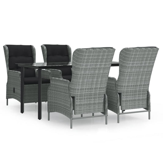 Garden Dining Set Light Grey, Black