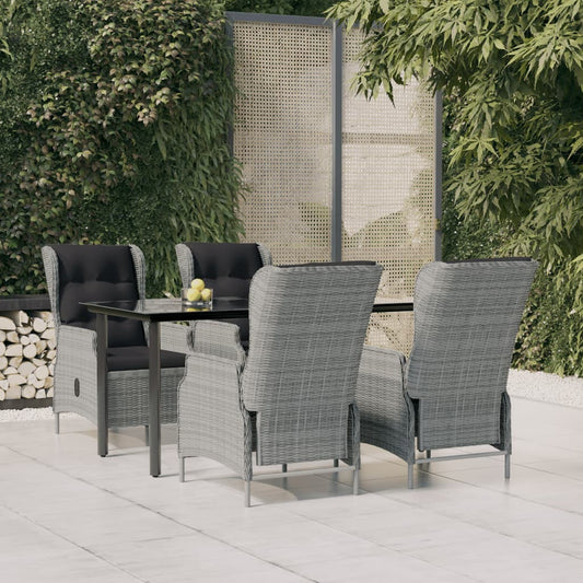 Garden Dining Set Light Grey, Black