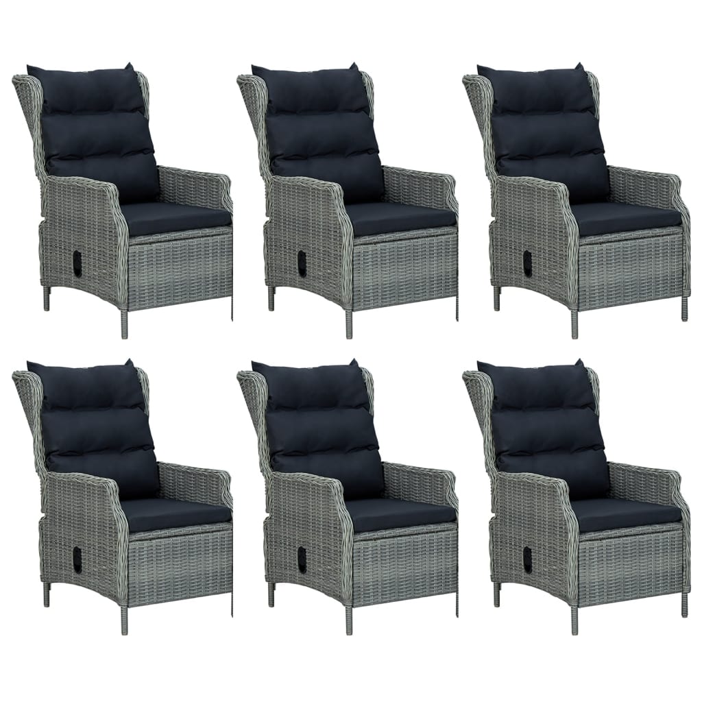 Garden Dining Set Light Grey Poly Rattan 7 Piece Set