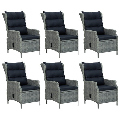 Garden Dining Set Light Grey Poly Rattan 7 Piece Set