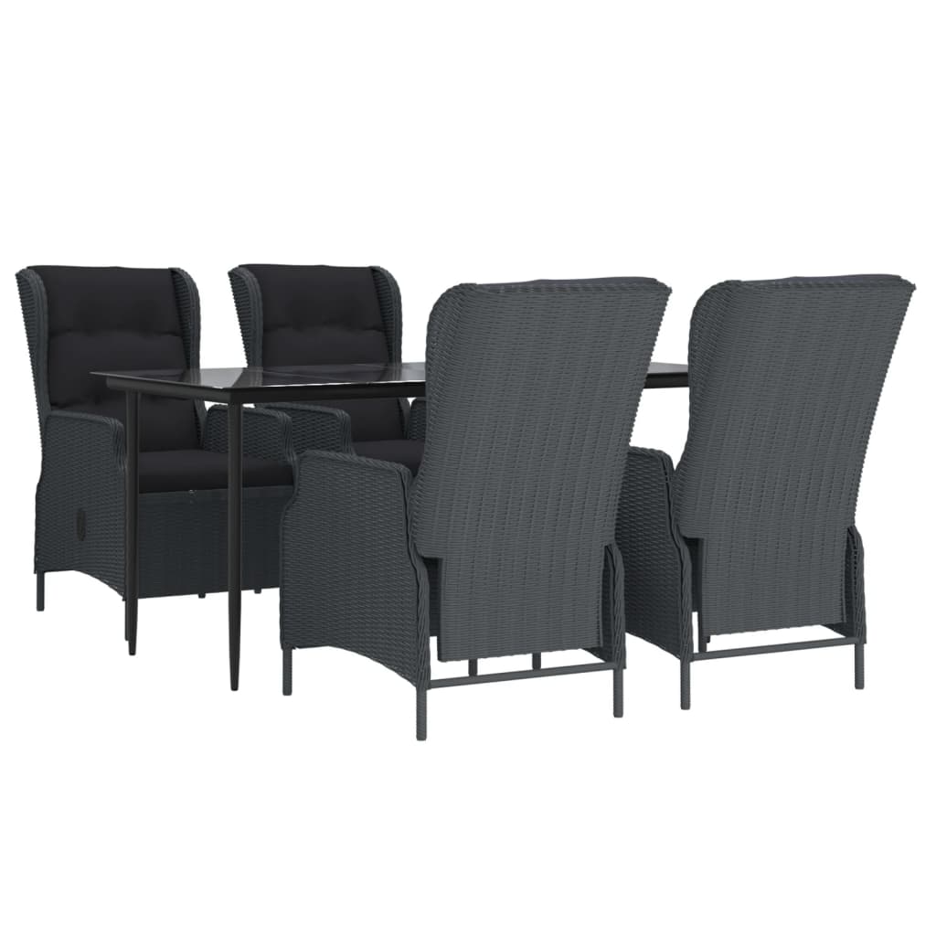 Garden Dining Set Dark Grey, Black