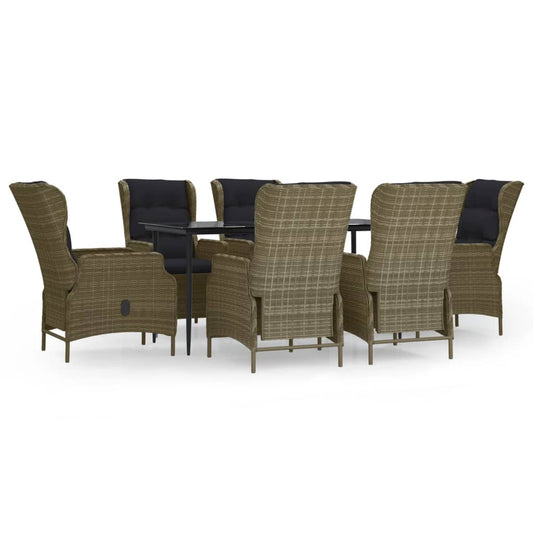 Garden Dining Set Brown Poly Rattan 7 Piece Set