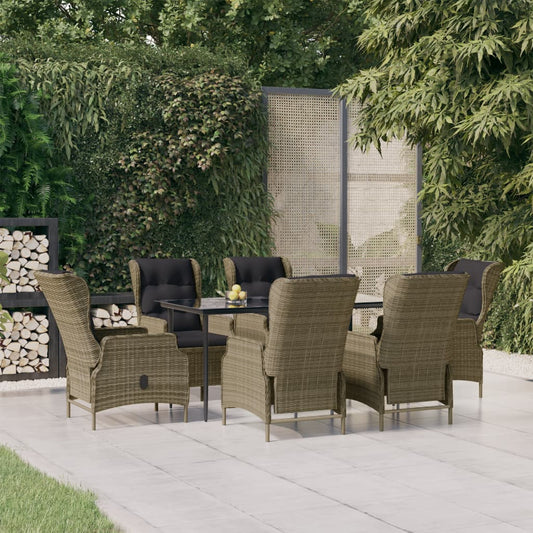 Garden Dining Set Brown Poly Rattan 7 Piece Set
