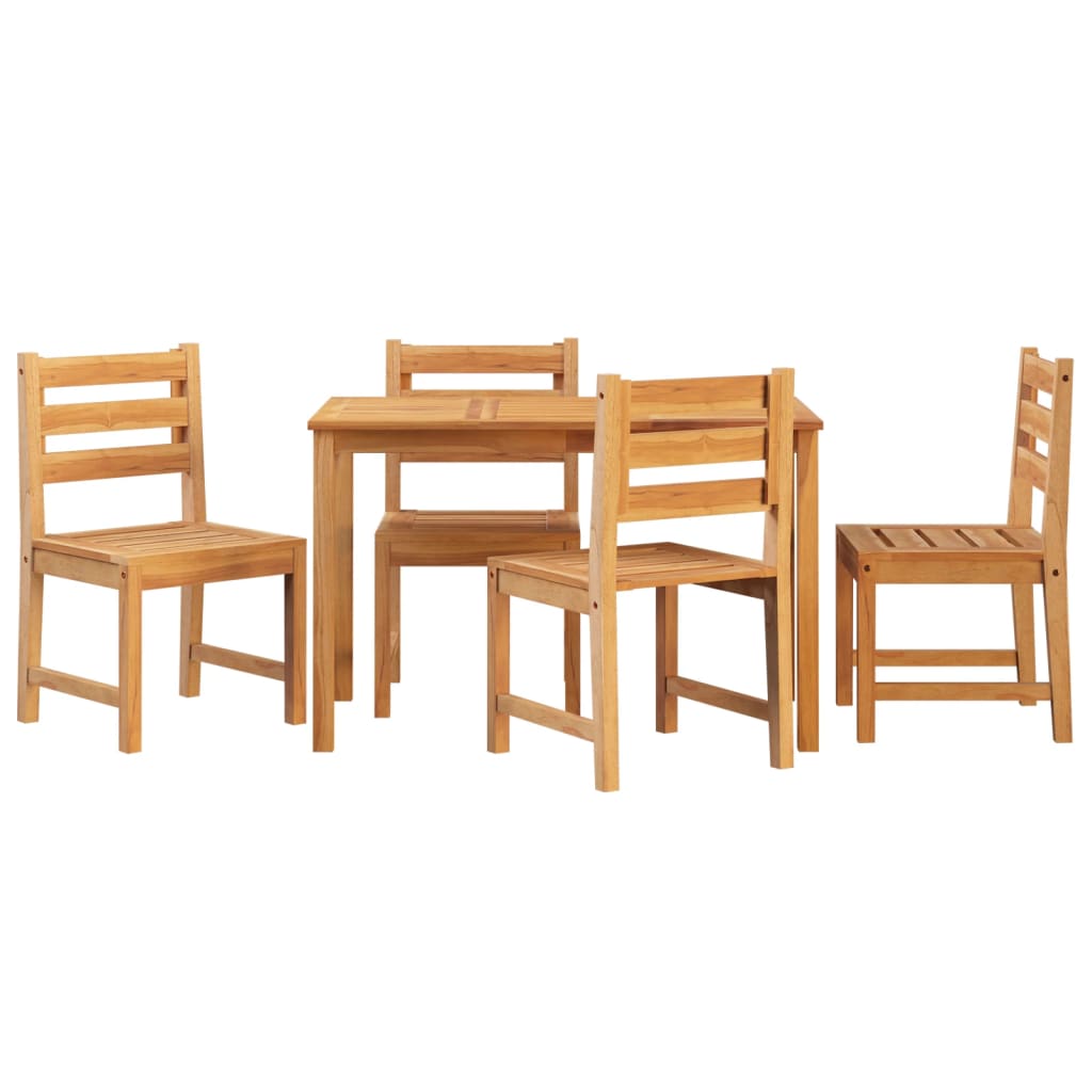 5 Piece Patio Dining Set Solid Wood Teak