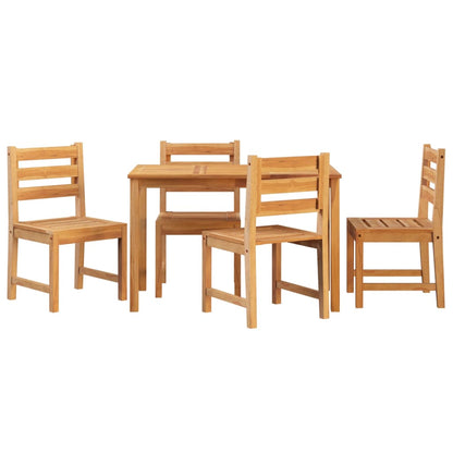 5 Piece Patio Dining Set Solid Wood Teak
