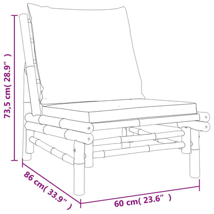 Garden Lounge Set Cream white, Natural Bamboo Bamboo, Polyester
