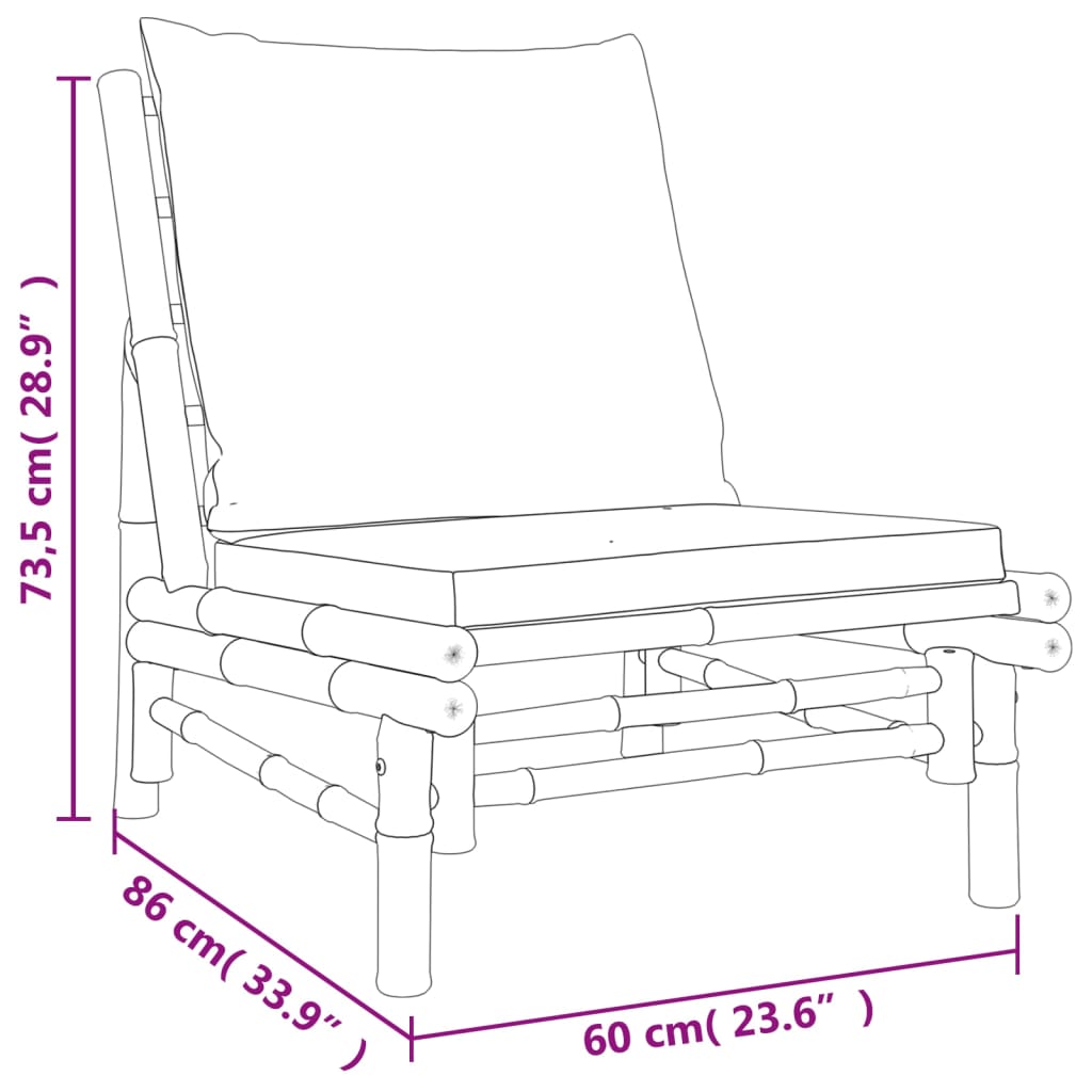 Garden Lounge Set Cream white, Natural Bamboo Bamboo, Polyester