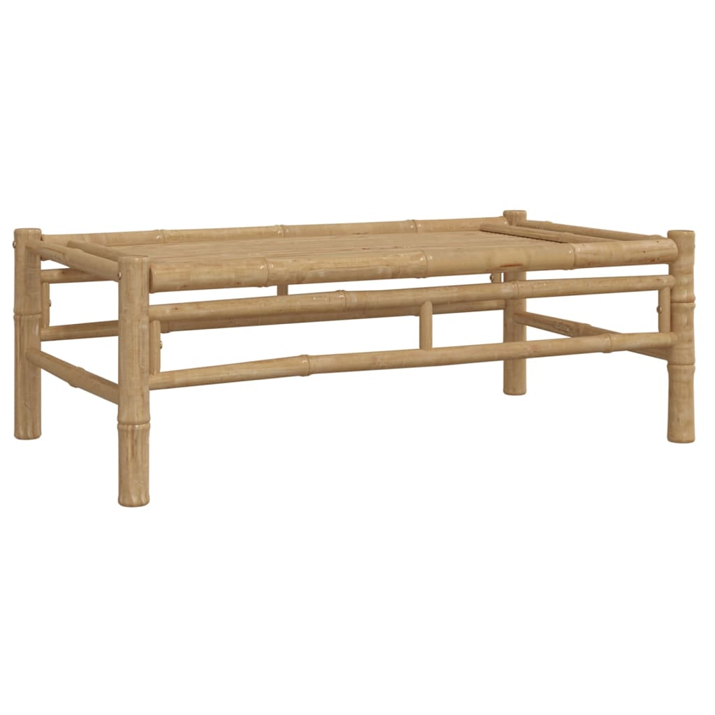 Garden Lounge Set Natural Bamboo, Cream White Bamboo, Polyester