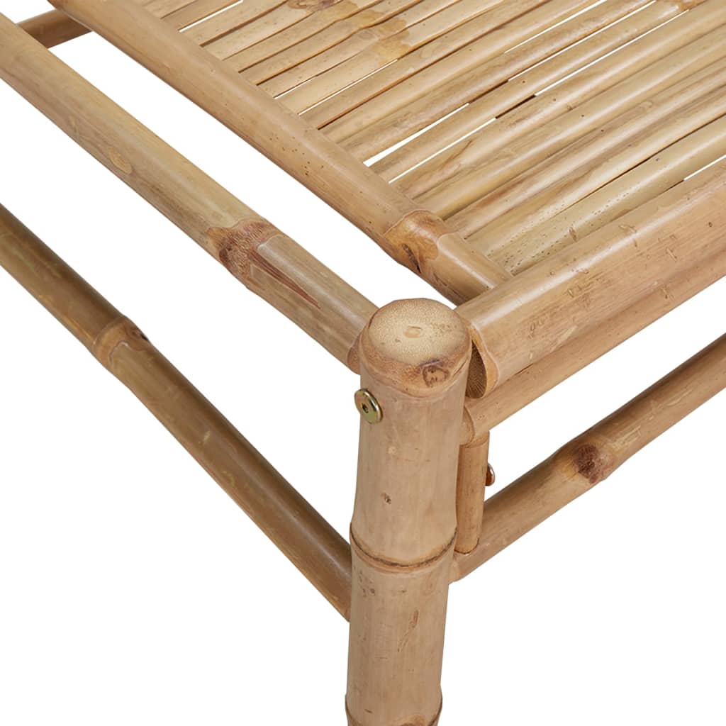 Garden Lounge Set Natural Bamboo, Cream White Bamboo, Polyester