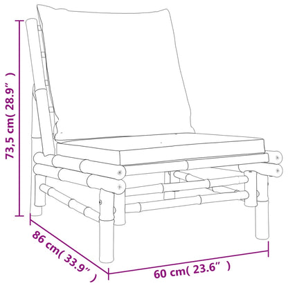 Garden Lounge Set Natural Bamboo, Cream White Bamboo, Polyester