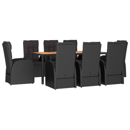 Garden Dining Set Black PE rattan Large Adjustable Footrests
