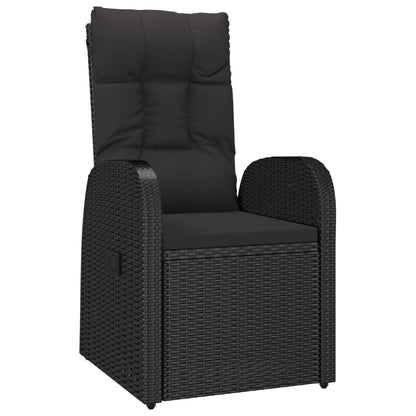 Garden Dining Set Black PE rattan Large Adjustable Footrests