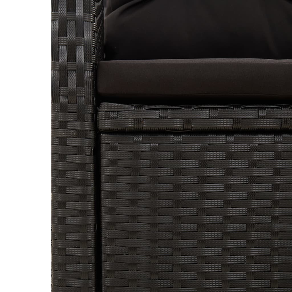 Garden Dining Set Black PE rattan Large Adjustable Footrests