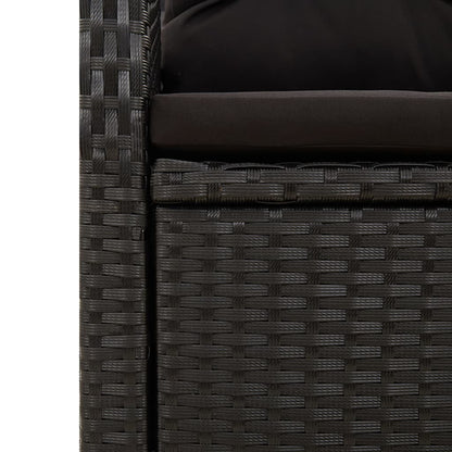 Garden Dining Set Black PE rattan Large Adjustable Footrests