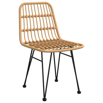 Garden Dining Set Black Steel, tempered glass, polyethylene rattan