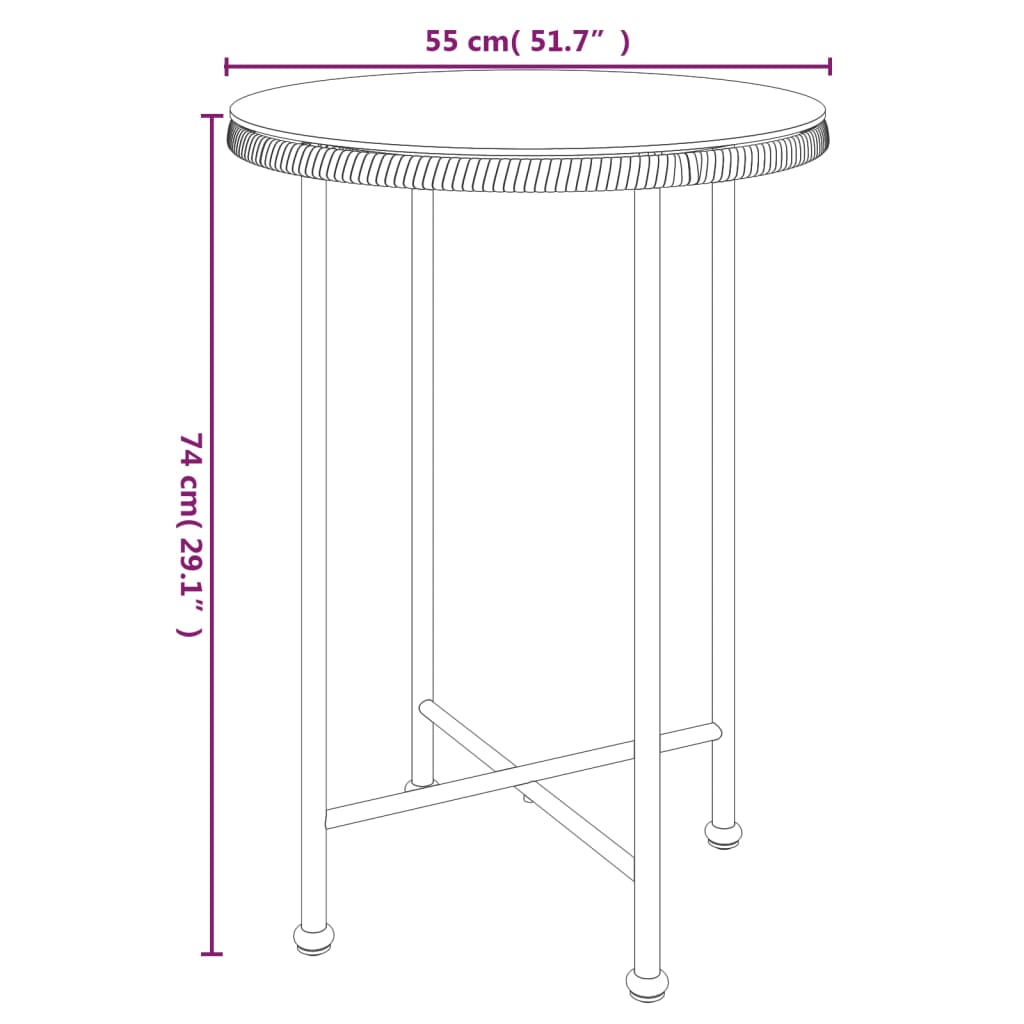Garden Dining Set Black Steel, tempered glass, polyethylene rattan