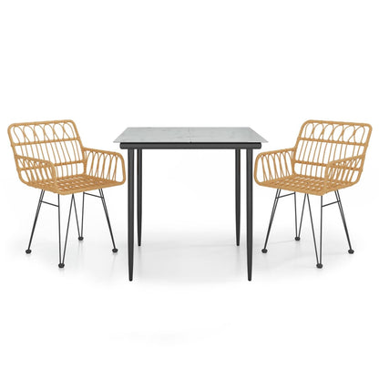Garden Dining Set Black Steel, Tempered Glass, Polyethylene Medium