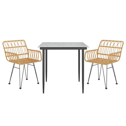Garden Dining Set Black Steel, Tempered Glass, Polyethylene Medium